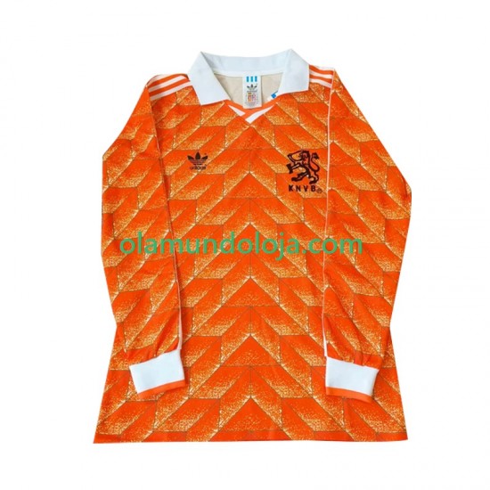 Camisola Países Baixos Retro Homem Equipamento Primeiro 1998 Manga Comprida